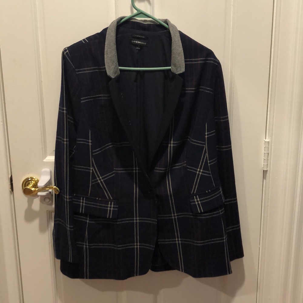 Lane Bryant fitted plaid jacket